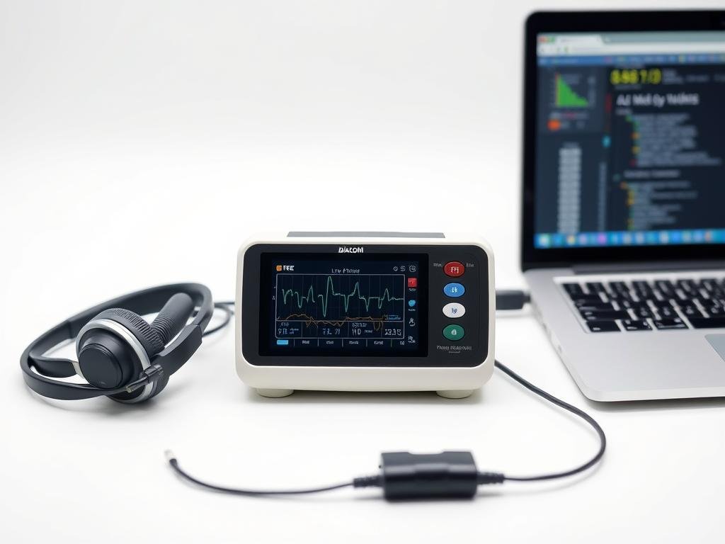 Diacom Lite Freq Utium - główne urządzenie diagnostyczne z słuchawkami i sensorem