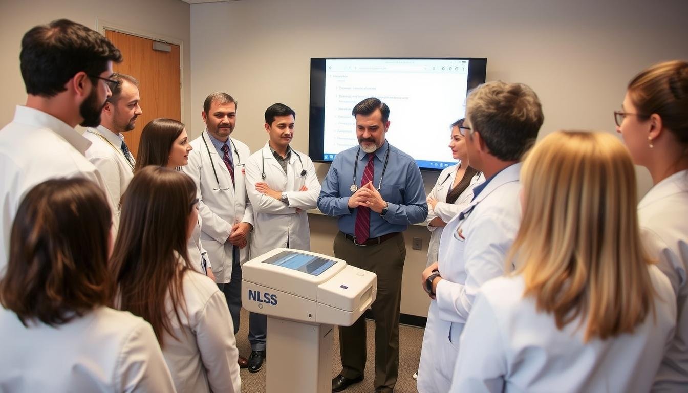 Grupa uczestników szkolenia z biorezonansu NLS podczas zajęć praktycznych