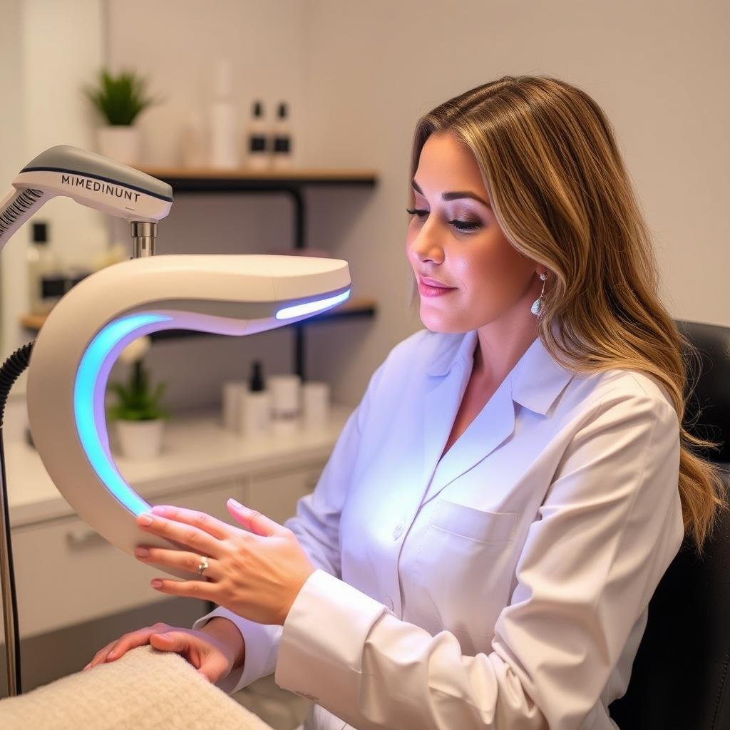 Kosmetolog wykorzystujący diagnostykę biorezonansową NLS w zabiegach anti-aging