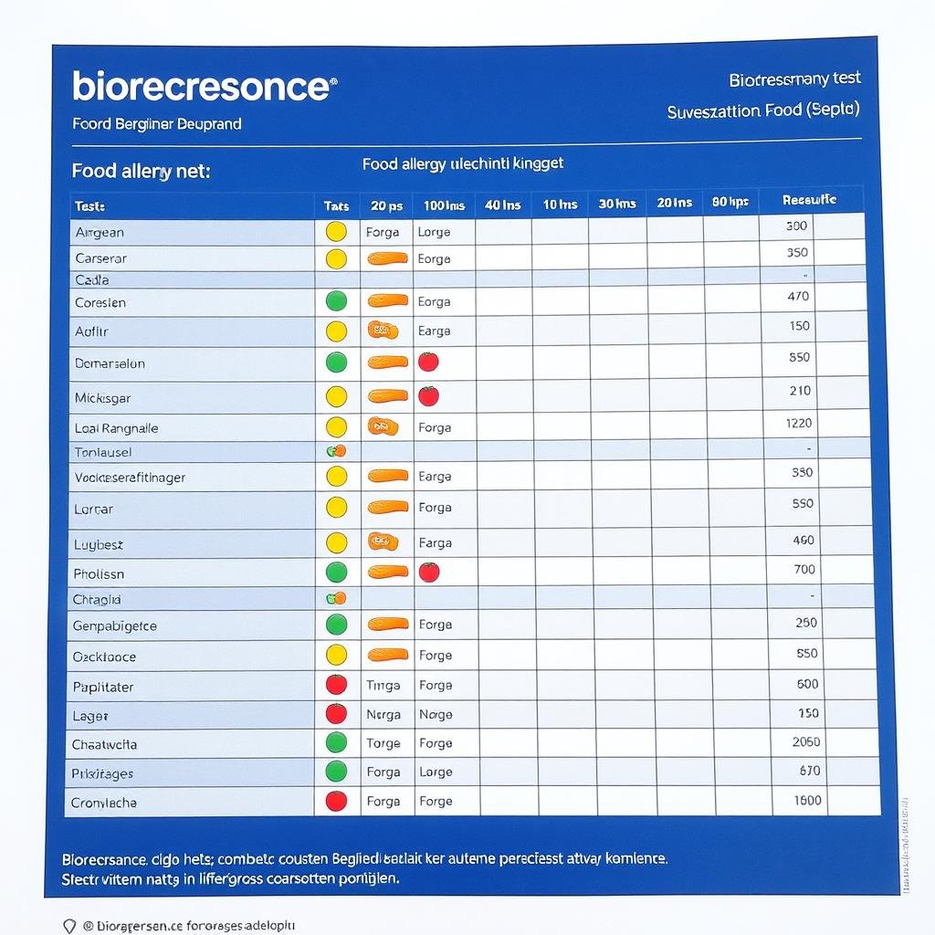 Lista produktów alergizujących wykrytych podczas badania biorezonansem