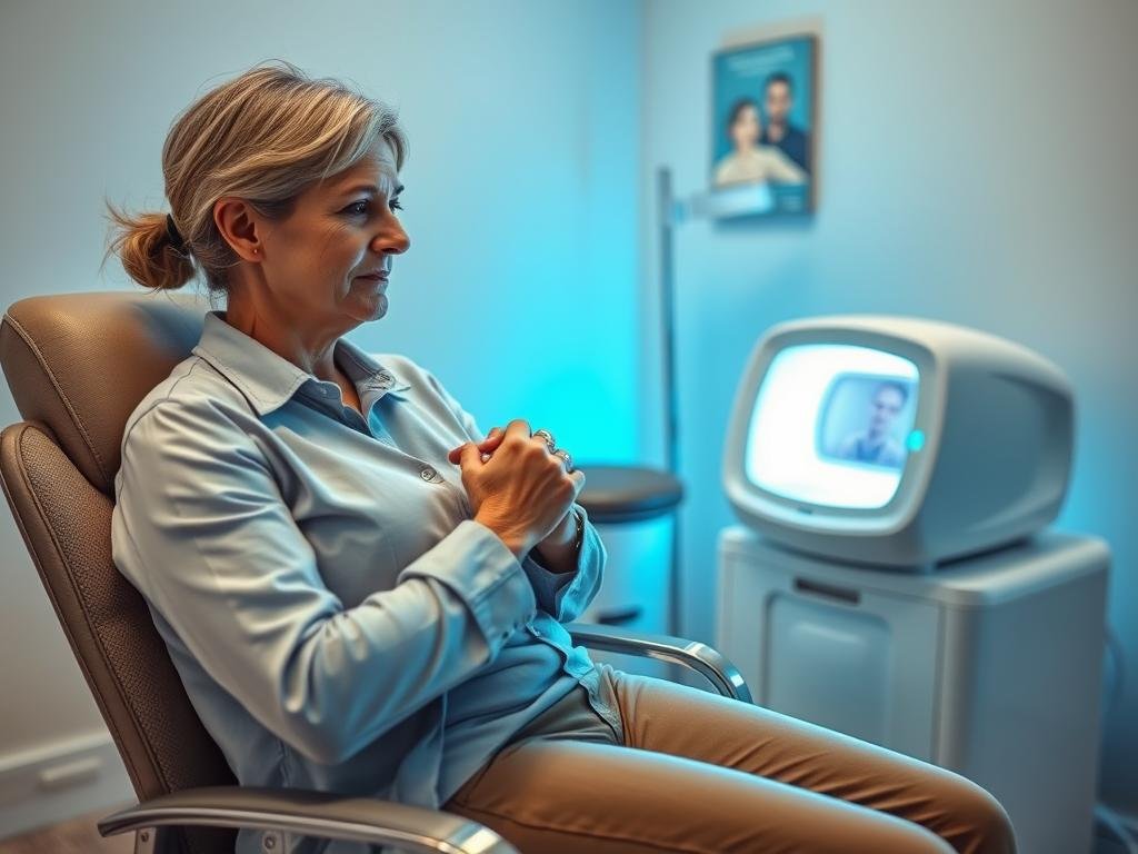 Pacjent przygotowujący się do zabiegu biorezonansu, zdejmujący metalowe przedmioty