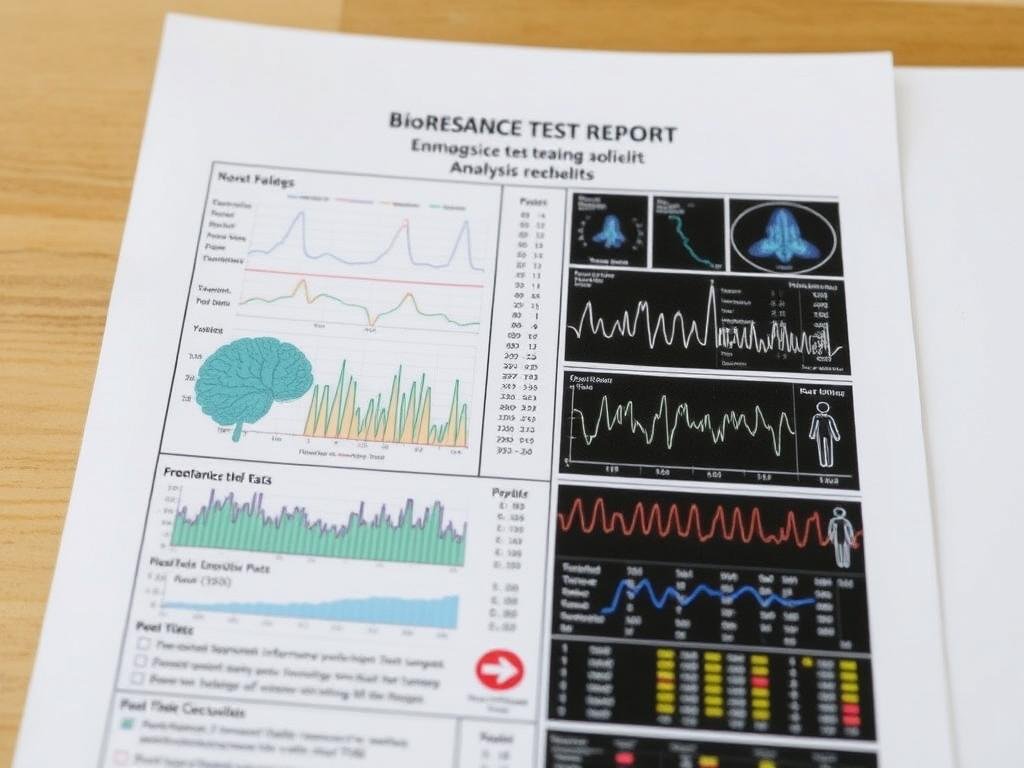 Raport z badania biorezonansem pokazujący wyniki analizy