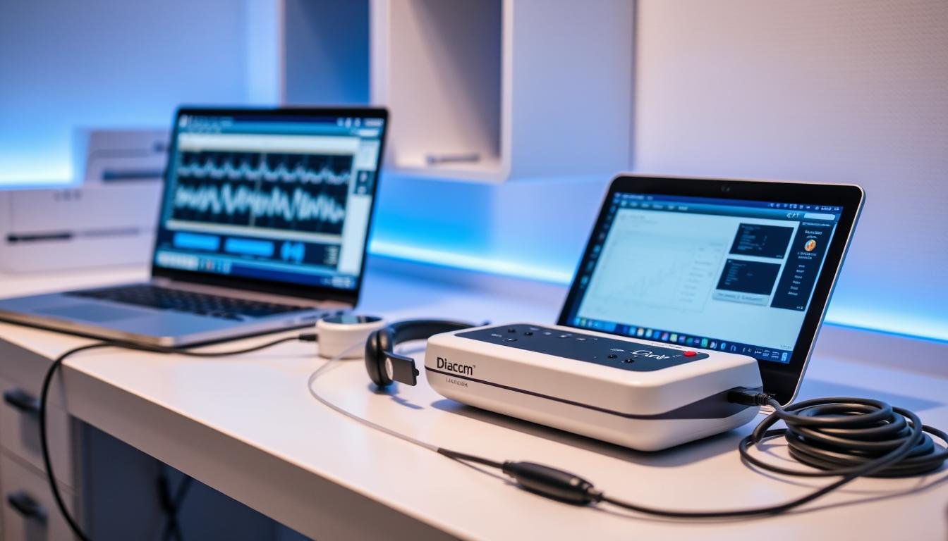 Urządzenie diagnostyczne Diacom Lite Freq Utium z komputerem i słuchawkami