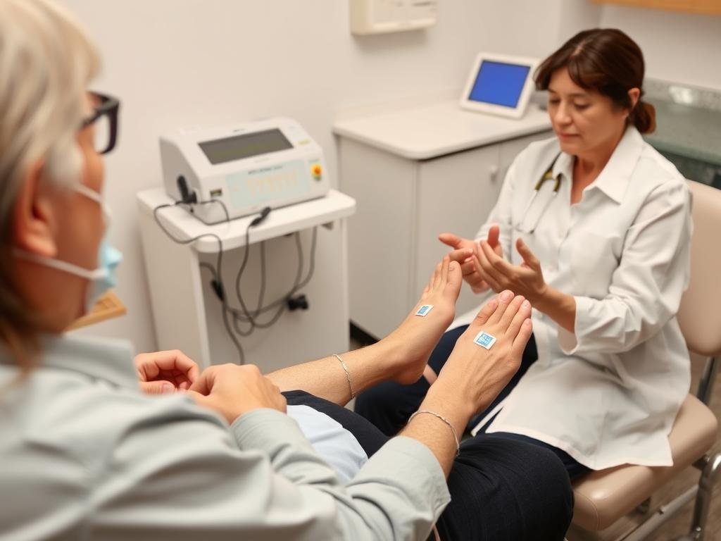 Badanie klasycznym biorezonansem z elektrodami umieszczonymi na ciele pacjenta
