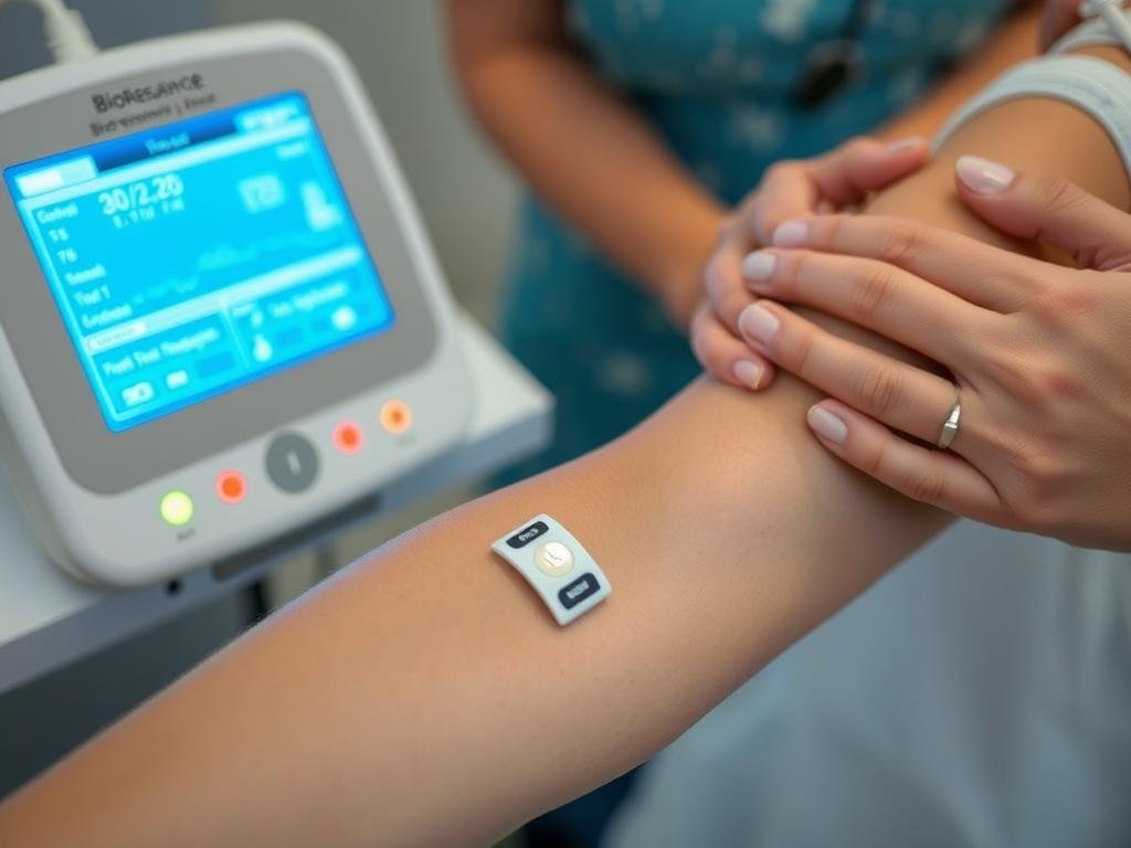 Diagnostyka alergii metodą Biorezonansu z elektrodami umieszczonymi na skórze pacjenta Diagnostyka alergii metodą Biorezonansu z elektrodami umieszczonymi na skórze pacjenta