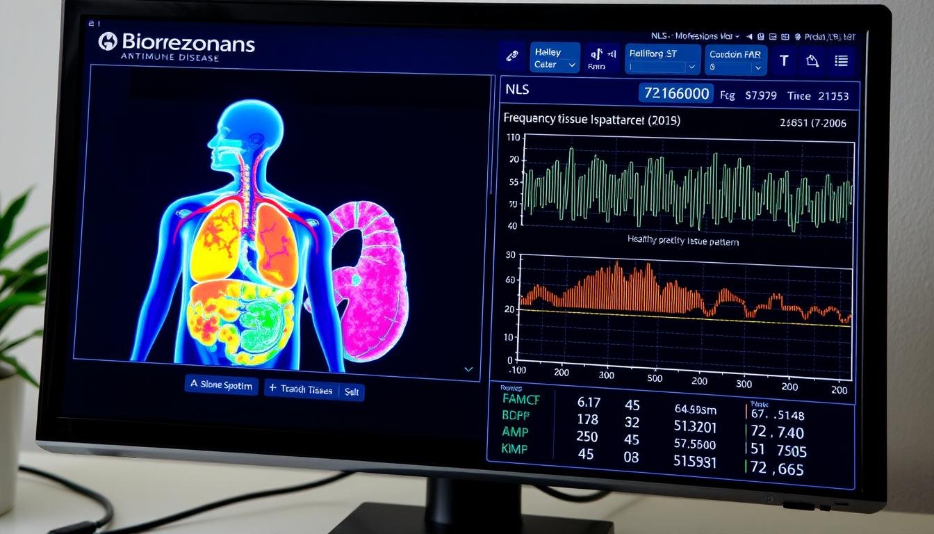 Ekran komputera pokazujący wyniki analizy Biorezonans NLS dla pacjenta z chorobą autoimmunologiczną Ekran komputera pokazujący wyniki analizy Biorezonans NLS dla pacjenta z chorobą autoimmunologiczną