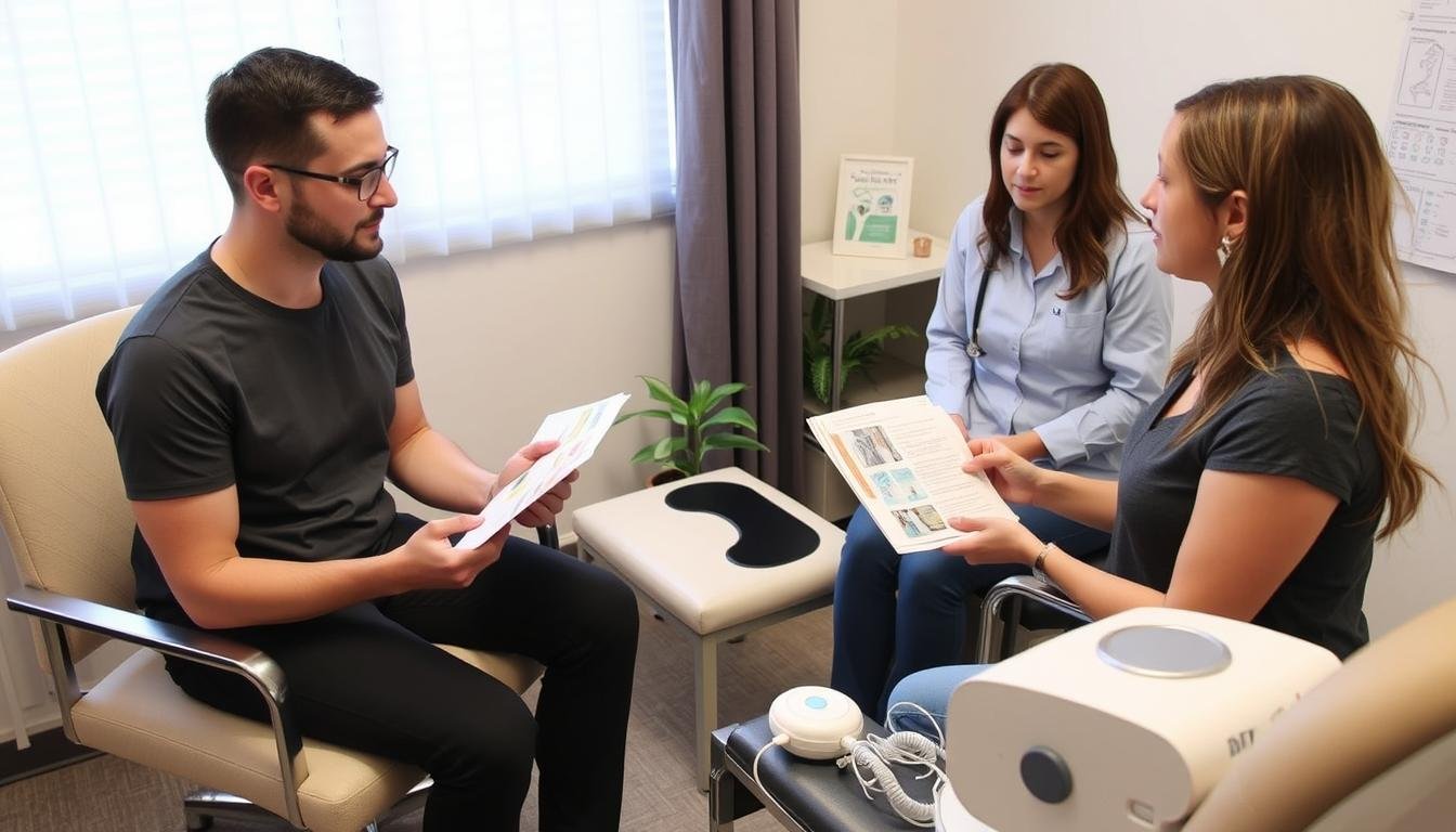 Pacjent podczas zabiegu biorezonansu w polskiej klinice Konsultacja z terapeutą **_Biorezonans_** przed rozpoczęciem terapii