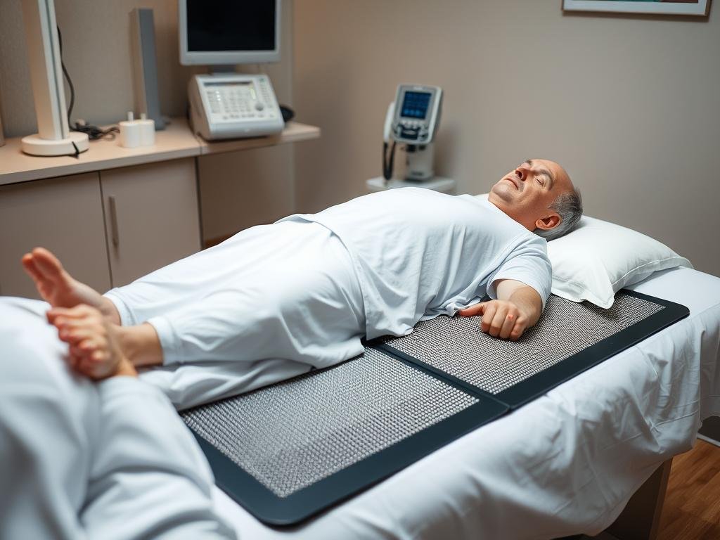 Pacjent podczas bezpiecznego zabiegu biorezonansu magnetycznego Pacjent podczas bezpiecznego zabiegu biorezonansu magnetycznego
