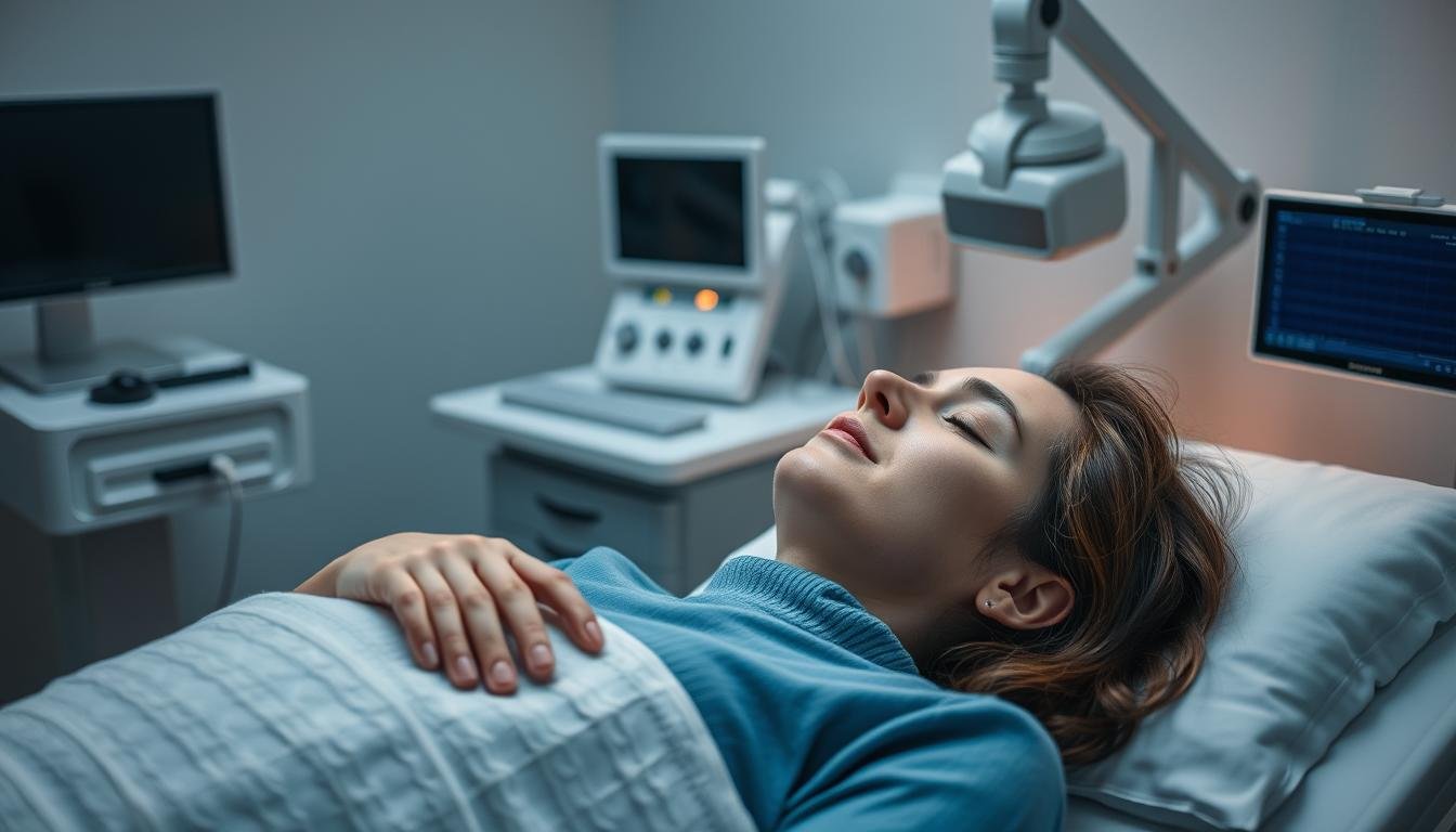 Pacjent podczas terapii Biorezonansem NLS w gabinecie medycznym Pacjent podczas terapii Biorezonansem NLS w gabinecie medycznym