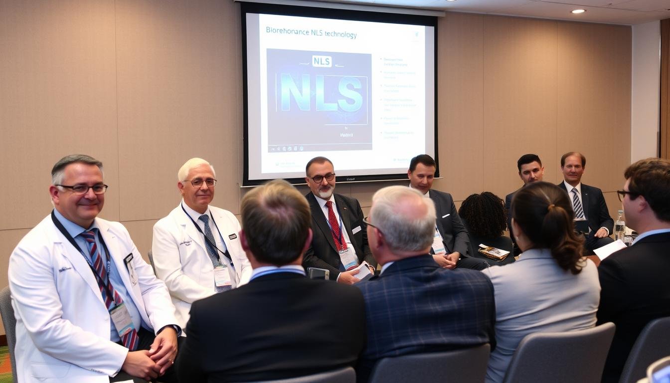 Panel ekspertów dyskutujących o technologii Biorezonans NLS podczas konferencji medycznej