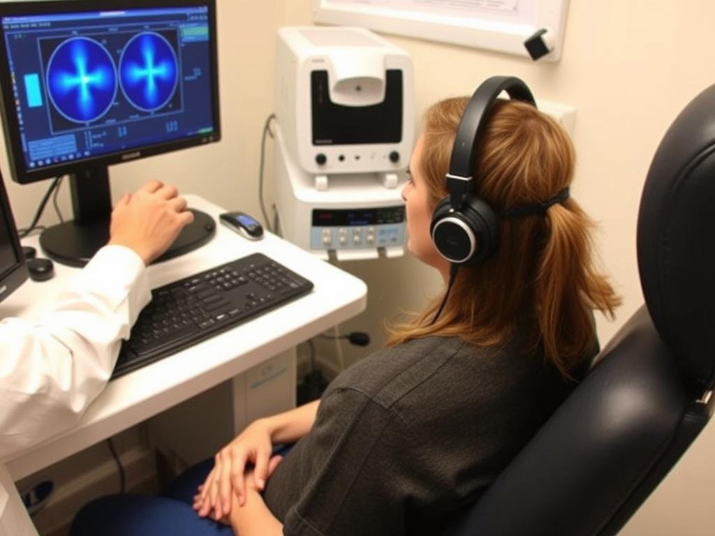Przebieg badania Biorezonans NLS z pacjentem w słuchawkach diagnostycznych Przebieg badania Biorezonans NLS z pacjentem w słuchawkach diagnostycznych