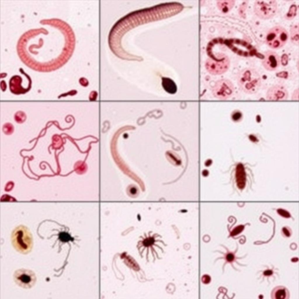 Różne typy pasożytów wykrywane przez Biorezonans NLS