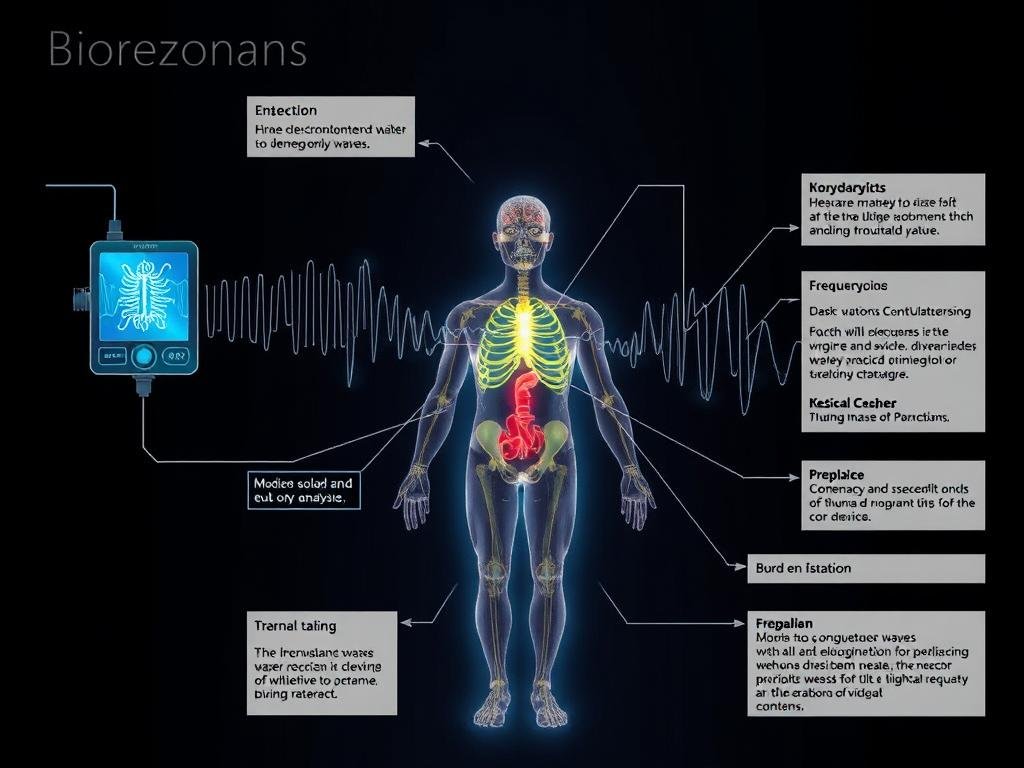 Schemat działania technologii Biorezonans NLS pokazujący przepływ sygnałów