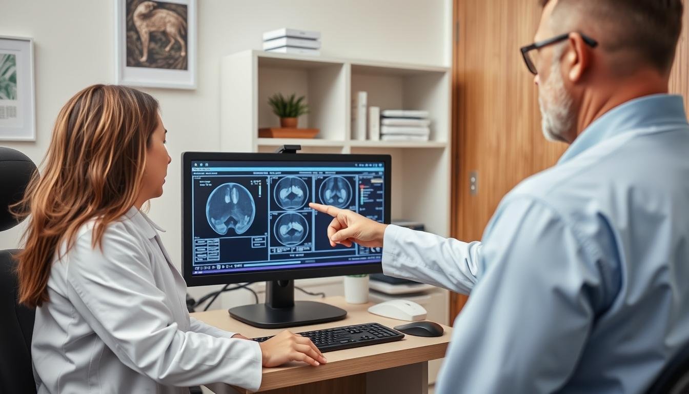 Specjalista interpretujący wyniki badania Biorezonansem NLS z pacjentem