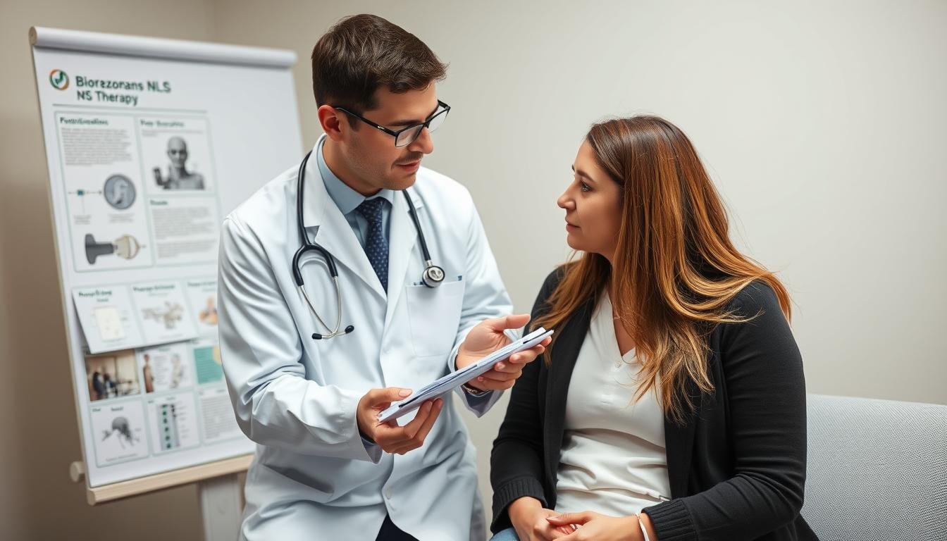 Specjalista odpowiadający na pytania pacjenta o terapię biorezonansem NLS Specjalista odpowiadający na pytania pacjenta o terapię biorezonansem NLS