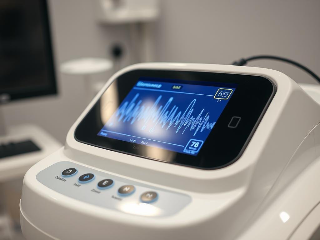 Urządzenie do Biorezonansu pokazujące fale elektromagnetyczne na ekranie