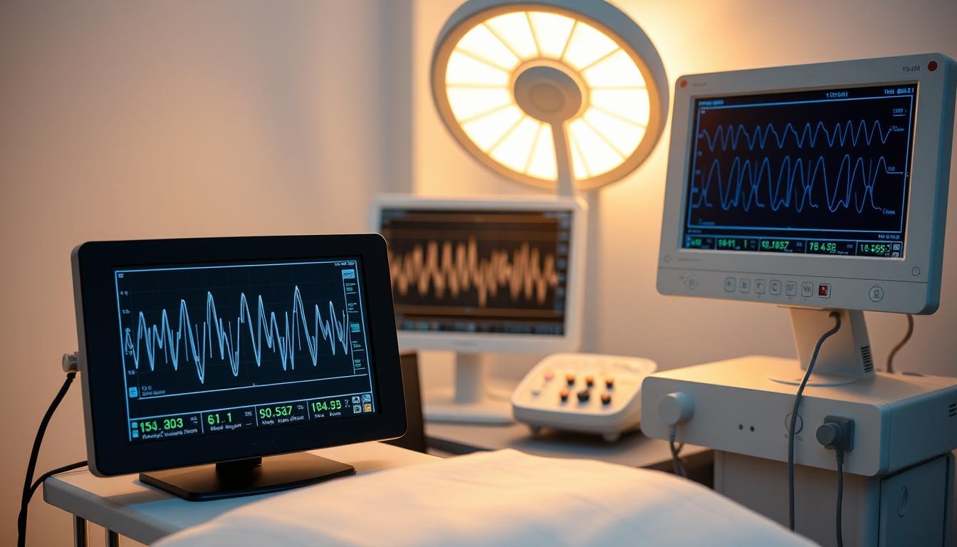 Biorezonans a medycyna konwencjonalna – Kompleksowe porównanie metod leczenia 1 Urządzenie do terapii Biorezonansem z elektrodami i monitorem pokazującym fale elektromagnetyczne