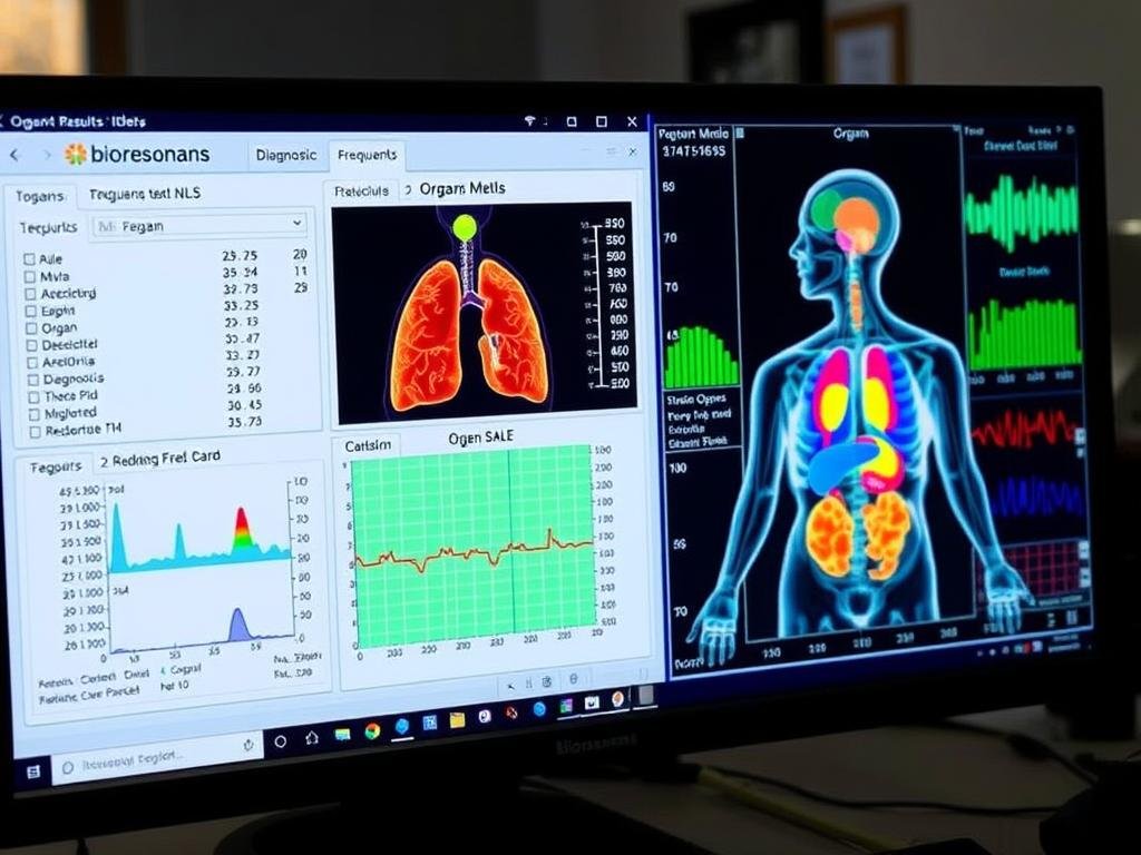 Wyniki badania Biorezonans NLS na ekranie komputera Wyniki badania Biorezonans NLS na ekranie komputera