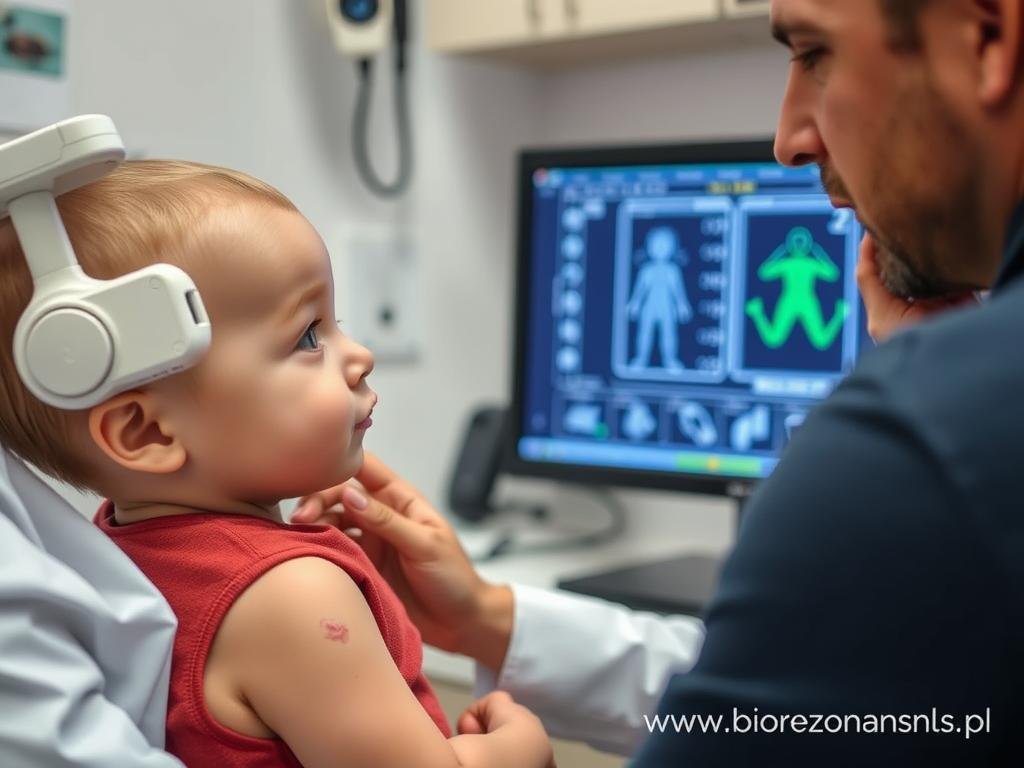 Dziecko z alergią podczas badania Biorezonans NLS Dziecko z alergią podczas badania Biorezonans NLS