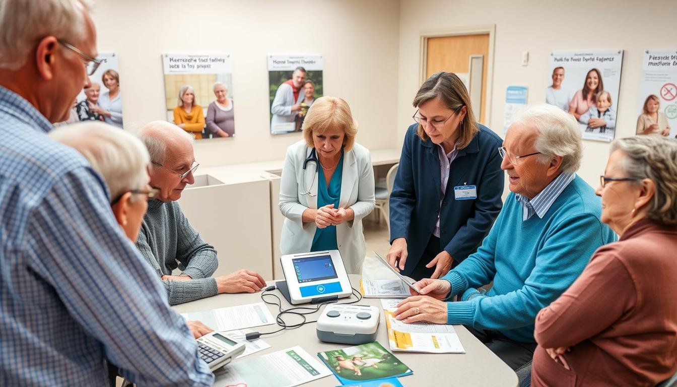 Grupa seniorów podczas warsztatów na temat zdrowego starzenia się z wykorzystaniem Biorezonans NLS Grupa seniorów podczas warsztatów na temat zdrowego starzenia się z wykorzystaniem Biorezonans NLS