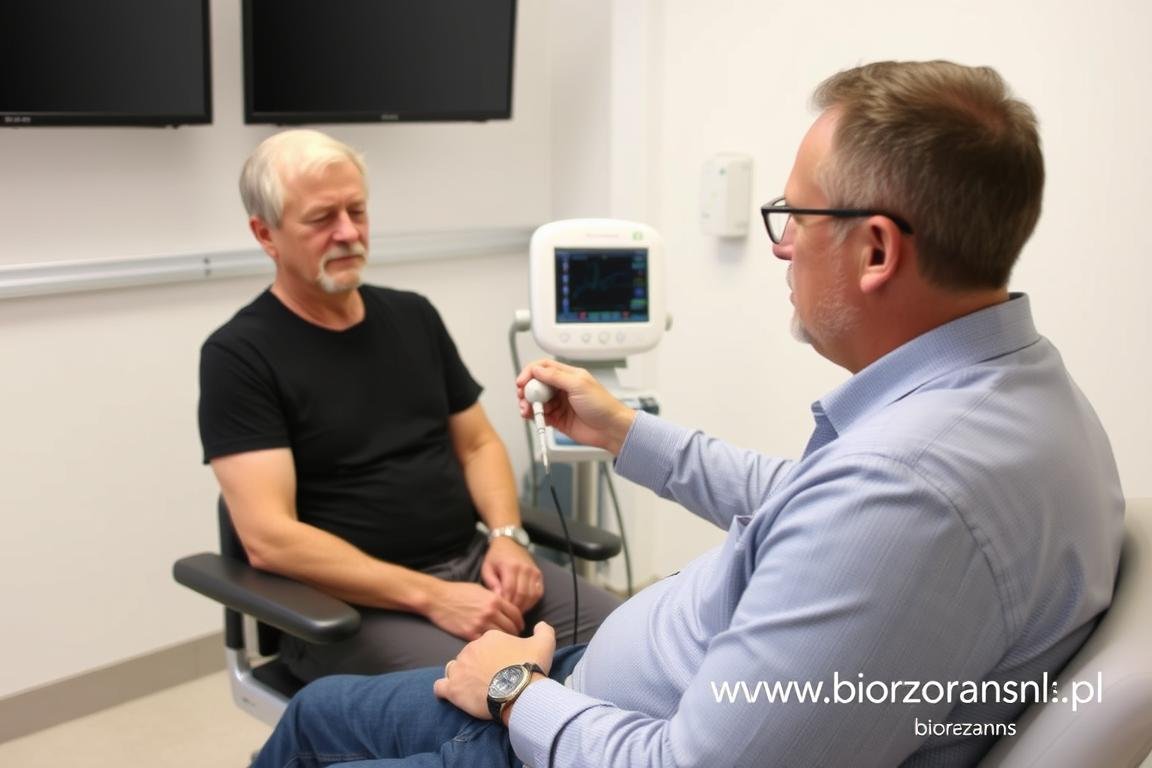 Pacjent podczas badania Biorezonans NLS układu sercowo-naczyniowego Pacjent podczas badania Biorezonans NLS układu sercowo-naczyniowego