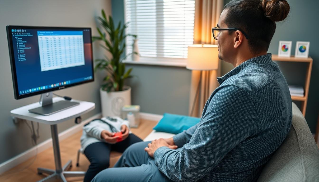 Pacjent podczas sesji Biorezonansu NLS Pacjent podczas sesji Biorezonansu NLS