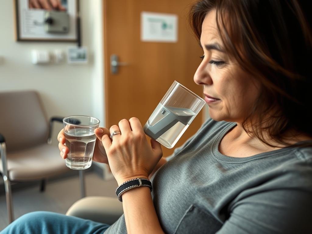 Pacjent przygotowujący się do badania Biorezonansem NLS Pacjent przygotowujący się do badania Biorezonansem NLS
