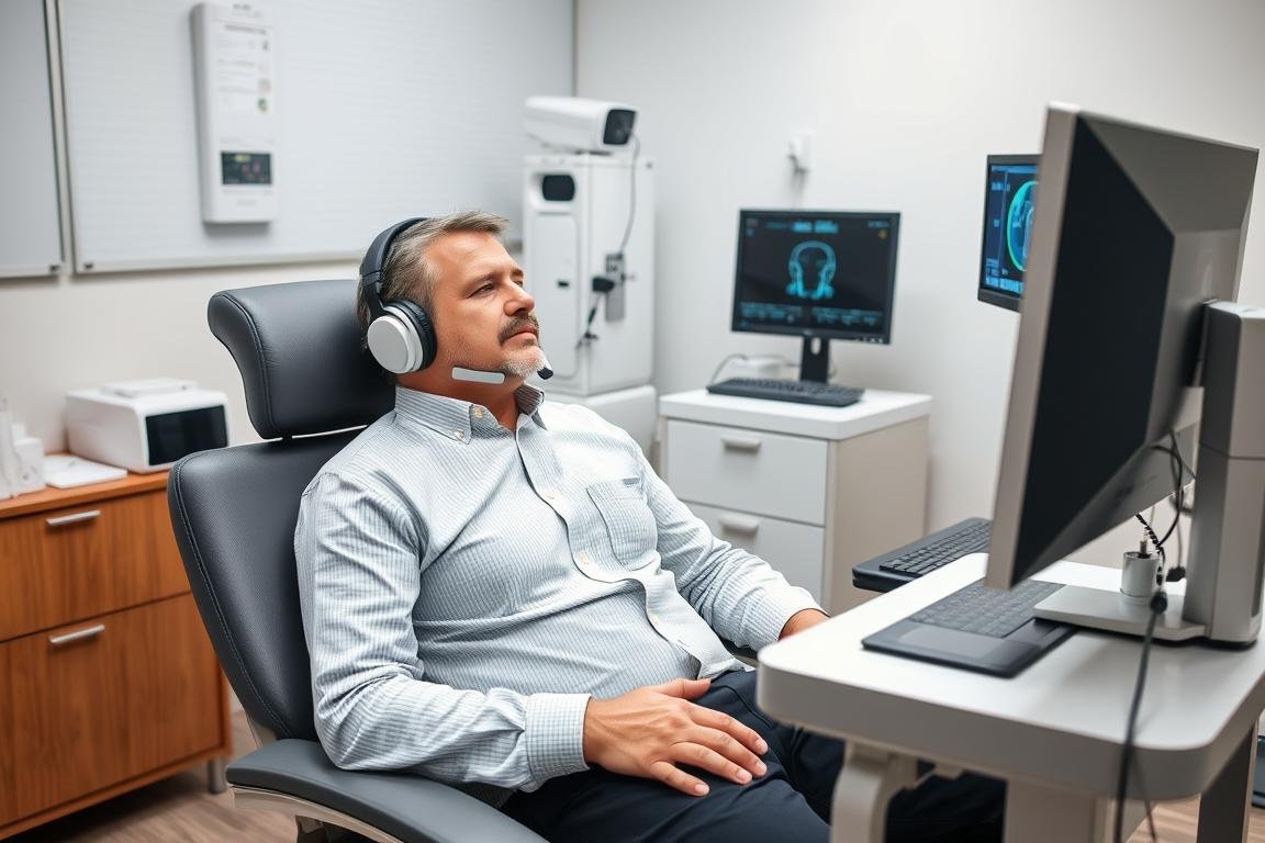 Przebieg badania Biorezonansem NLS - pacjent podczas diagnostyki Przebieg badania Biorezonansem NLS - pacjent podczas diagnostyki