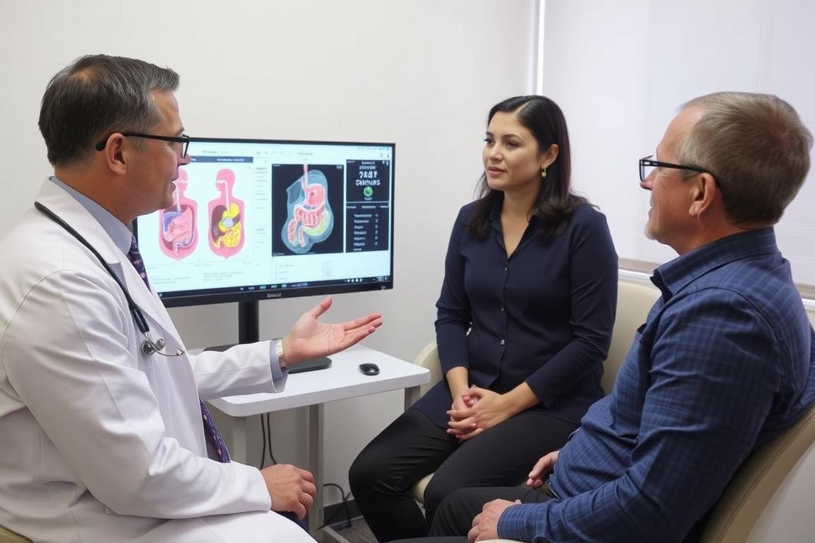 Specjalista omawiający wyniki badania Biorezonans NLS z pacjentem Specjalista omawiający wyniki badania Biorezonans NLS z pacjentem