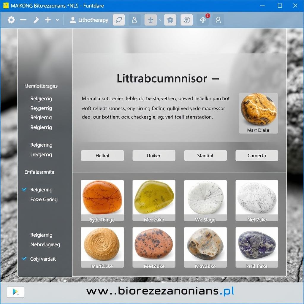 Funkcja Lithotherapy w oprogramowaniu Biorezonans NLS Funkcja Lithotherapy w oprogramowaniu Biorezonans NLS