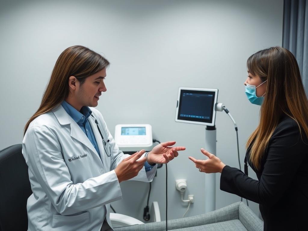 Konsultant MAIKONG prezentujący urządzenie do biorezonansu Konsultant MAIKONG prezentujący urządzenie do biorezonansu