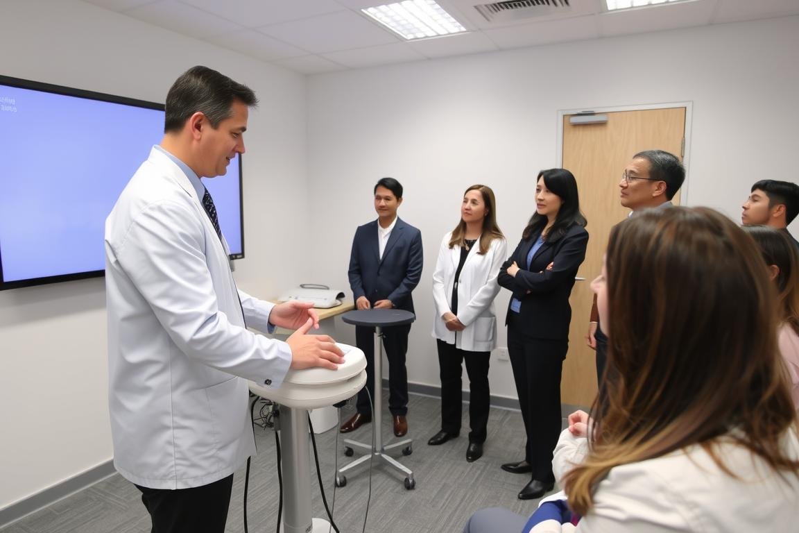 Specjalista MAIKONG podczas szkolenia z obsługi urządzenia do biorezonansu Specjalista MAIKONG podczas szkolenia z obsługi urządzenia do biorezonansu