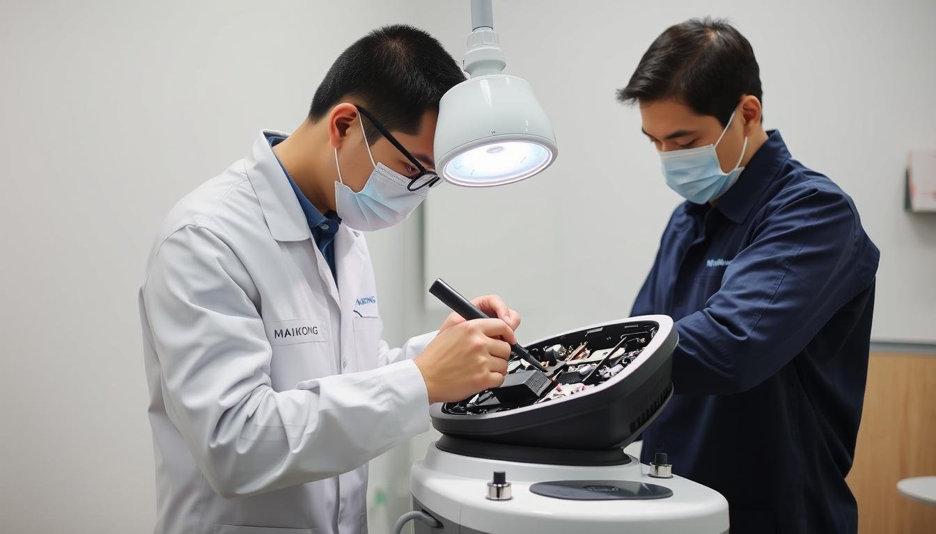 Specjalista serwisowy MAIKONG podczas konserwacji urządzenia biorezonans BICOM Specjalista serwisowy MAIKONG podczas konserwacji urządzenia biorezonans BICOM