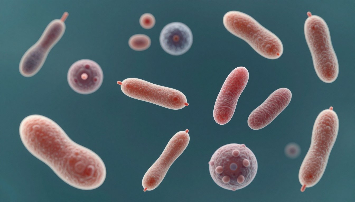 Różne rodzaje pasożytów ludzkich widoczne pod mikroskopem