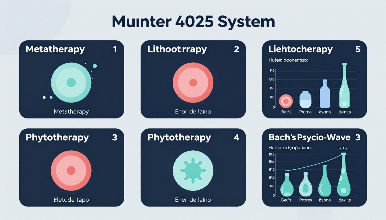 Wizualizacja różnych metod terapii informacyjnej dostępnych w systemie Metatron Hunter 4025